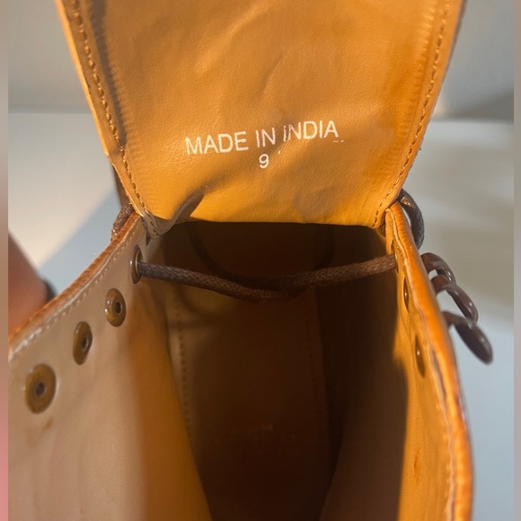 WALK London Brogue Combat Boots Tan Leather Size 9 - Picture 9 of 10